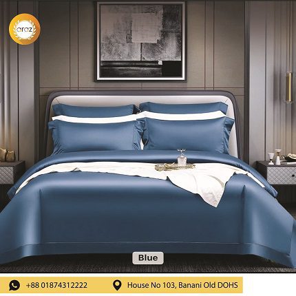 Solid Color Premium Bed Sheet with 2 Pillow Covers-Blue